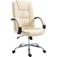 Vinsetto High Back Swivel Chair, PU Leather Executive Office Chair with Padded Armrests, Adjustable Height, Tilt Function, Beige