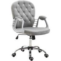 Vinsetto Ergonomic Office Chair with Diamond Tufted, Velour Padded, 5 Castor Wheels, 360 Swivel Ergonomic Desk Chair, Grey Aosom UK