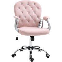 Vinsetto Ergonomic Desk Chair 360 Swivel Diamond Tufted Home Work Velour Padded Base 5 Castor Wheels, Pink Aosom UK