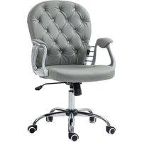 Vinsetto Computer Desk Chair with 360 Swivel, PU Diamante Padded, Base 5 Castor Wheels, Ergonomic Desk Chair for Home Work, Grey Aosom UK