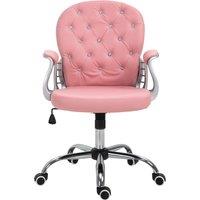 Vinsetto Computer Desk Chair wiyh 360 Swivel, PU Diamante Padded, Base 5 Castor Wheels, Ergonomic Desk Chair for Home Work Pink Aosom UK