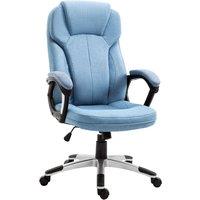 Vinsetto Home Office Chair, Linen Fabric, Height Adjustable Computer Chair with Padded Armrests, Swivel Wheels and Tilt Function, Blue Aosom UK