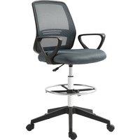Vinsetto Ergonomic Mesh Back Drafting Chair Draughtsman Chair with Adjustable Height, Grey