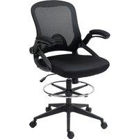Vinsetto Drafting Chair with Flip-up Armrest, Mesh Office Stool with Foot Ring, 360 Swivel Height Adjustable Chair for Standing Desk, Black