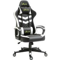 Vinsetto Racing Gaming Chair with Lumbar Support, Headrest, Swivel Wheel, PVC Leather Gamer Desk Chair for Home Office, Black White Aosom UK