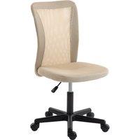 Vinsetto Computer Desk Chair, Mesh Office Chair with Adjustable Height and Swivel Wheels, Armless Study Chair, Beige