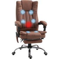 Vinsetto High Back Vibration Massage Office Chair, Heated Reclining Leathaire Fabric Chair w/ Footrest, Cat Scratch Resistant, Brown Aosom UK