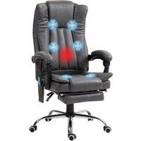 Vinsetto Heated Office Chair, 6-Zone Massage Home Relaxation Chair with Ergonomic Footrest & Adjustable Recline, Dark Grey Aosom UK