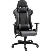 Vinsetto High Back Racing Gaming Chair, PU Leather Reclining Computer Chair with Head Pillow and Lumbar Support, Black Aosom UK