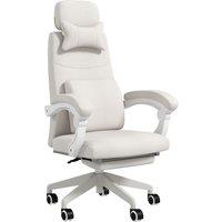 Vinsetto High Back Office Chair Reclining Computer Chair with Footrest Lumbar Support Adjustable Height Swivel Wheels White