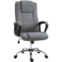 Vinsetto High Back Swivel Office Chair: Adjustable Height with Tilt Function, Linen Upholstery, Deep Grey Aosom UK