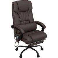 Vinsetto Executive Chair with 6-Point Massage, Recliner with Remote Control, Swivel Wheels & Footrest, PU Leather, Brown Aosom UK