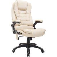 HOMCOM Executive Office Chair with Massage and Heat, High Back PU Leather Massage Office Chair With Tilt and Reclining Function, Beige