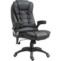 HOMCOM Massage Chair with Heat, High Back PU Leather Executive Office Chair W/ Tilt and Reclining Function, Black Aosom UK