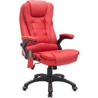 HOMCOM Ergonomic Chair with Massage and Heat, High Back PU Leather Massage Office Chair With Tilt and Reclining Function, Red