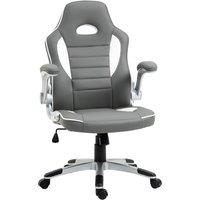 Vinsetto Home Office Chair, PU Leather Racing Chair with 90 Flip-up Armrest, Adjustable Height and Rolling Wheels, Grey Aosom UK