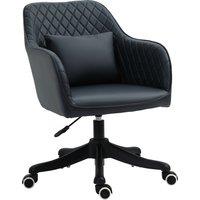 Vinsetto Massage Office Chair, PU Leather Desk Chair, Makeup Vanity Chair w/ Massage Lumbar Pillow and Rolling Wheels, Deep Blue Aosom UK