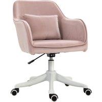 Vinsetto Velvet Massage Office Chair, Makeup Vanity Chair, Rechargeable Electric Vibration Massage Lumbar Pillow, Rolling Wheels, Pink Aosom UK