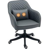 Vinsetto Massage Office Chair, Adjustable Makeup Desk Chair with Height Adjustable & Silent Rolling Wheels, Grey Aosom UK