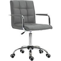 Vinsetto Mid Back PU Leather Home Office Desk Chair Swivel Computer Chair with Arm, Wheels, Adjustable Height, Grey Aosom UK