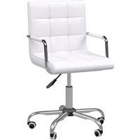 Vinsetto Ergonomic Desk Chair, Adjustable PU Swivel Chair with Armrest & Silent Wheels for Makeup & Study, White Aosom UK