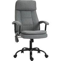 Vinsetto Executive Chair with Massage Lumbar Pillow, Breathable Linen Fabric, Adjustable Height & Smooth Swivel, Grey Aosom UK