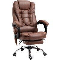 Vinsetto Heated 6 Points Vibration Massage Executive Office Chair Adjustable Swivel Ergonomic High Back Desk Chair with Footrest Brown Aosom UK
