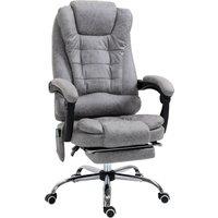 Vinsetto Massage Executive Office Chair, Heated 6 Points Vibration, Adjustable Swivel Ergonomic Desk Chair Recliner w/ Footrest Grey Aosom UK