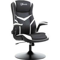 Vinsetto Gaming Chair Ergonomic Computer Chair Home Office Desk Swivel Chair w/ Adjustable Height Pedestal Base PVC Leather, Black & White Aosom UK