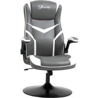 Vinsetto Video Game Chair Computer Chair with Adjustable Height, Swivel Base, Home Office Desk Chair, PVC Leather Swivel Chair, Grey