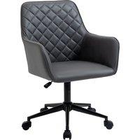 Vinsetto Mid Back Home Office Chair, Leather-Feel Fabric Computer Swivel Chair, Rolling Wheels and Adjustable Height for Home, Grey Aosom UK