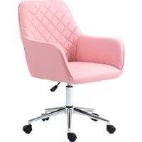 Vinsetto Office Desk Chair, Leather-Feel Fabric Computer Desk Chair with Rolling Wheels and Adjustable Height for Home, Pink Aosom UK