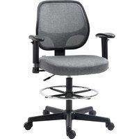 Vinsetto Drafting Chair, Draughtsman Chair, Tall Office Chair w/ Adjustable Footrest Ring, Arm, Swivel Wheels for Standing Desk, Grey Aosom UK