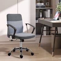 Vinsetto Linen Fabric Ergonomic Swivel Office Chair, Adjustable Desk Chair for Home Study with Wheel