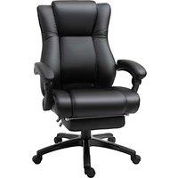 Vinsetto Executive Office Chair: High-Back Swivel Recliner, PU Leather, Footrest & Wheels, Black Aosom UK