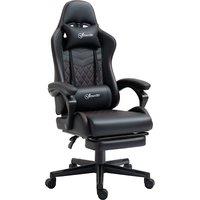 Vinsetto Racing Gaming Chair with Swivel Wheel, Footrest, PU Leather Recliner Gamer Desk for Home Office, Black Aosom UK