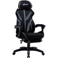 Vinsetto Mesh Office Chair w/ Footrest, Swivel Wheels, Adjustable Height, Ergonomic Desk Chair, Ergonomic Desk Chair, Black Grey Aosom UK