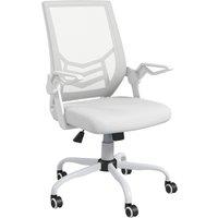 Vinsetto Mesh Office Chair, Computer Desk Chair with Flip-up Armrests, Lumbar Back Support and Swivel Wheels, White Aosom UK