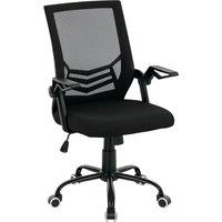 Vinsetto Mesh Office Chair, Computer Desk Chair with Flip-up Armrests, Lumbar Back Support and Swivel Wheels, Black