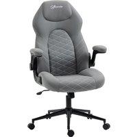Vinsetto Home Office Desk Chair, Computer Chair with Flip Up Armrests, Swivel Seat and Tilt Function, Light Grey