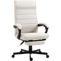 Vinsetto High-Back Linen Office Chair: Swivel Recliner with Adjustable Height, Footrest & Padded Armrests, Creamy White Aosom UK