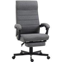 Vinsetto High-Back Office Desk Chair, Linen Recliner Office Chair with Footrest & Padded Armrests, Height Adjustable, Grey Aosom UK