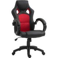 Vinsetto Ergonomic Office Chair, Faux Leather, Adjustable Height, w/ Wheels & Armrests, Ideal for Home Office, Black & Red Aosom UK