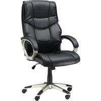 HOMCOM Comfortable Desk Chair Faux Leather Office Chair w/ Adjustable Height & Movable Wheels for Work, Study, Lounge and Bedroom, Black Aosom UK