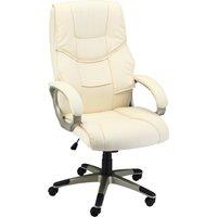 HOMCOM Computer Desk Chair with Adjustable Height & Rocking Function, High Back Executive Office Chair, Faux Leather, Cream White. Aosom UK