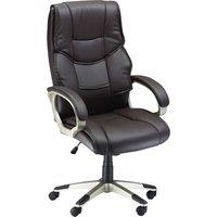 HOMCOM Faux Leather Home Office Chair, Computer Desk Chair with Adjustable Height Rocking Function, Armrests, Brown Aosom UK