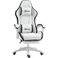 Vinsetto Racing Gaming Chair, Reclining PU Leather Computer Chair with 360 Degree Swivel Seat, Footrest, Removable Headrest White and Black Aosom UK