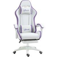 Vinsetto Gaming Chair, Recliner with PU Leather, 360 Swivel, Footrest & Lumbar Support, Purple