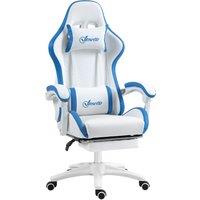 Vinsetto Racing Gaming Chair, Reclining PU Leather Computer Chair w/ 360 Swivel Seat, Footrest, Removable Headrest & Lumber Support, White Aosom UK