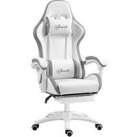 Vinsetto Racing Gaming Chair, Reclining PU Leather Computer Chair w/ 360 Degree Swivel Seat, Footrest, Headrest & Lumber, White Aosom UK